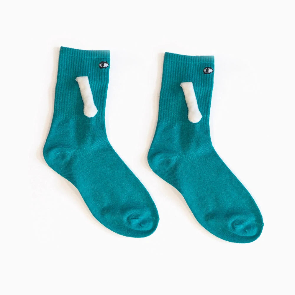 Stylish couple matching mid-tube socks in various colors for a fun and fashionable look.