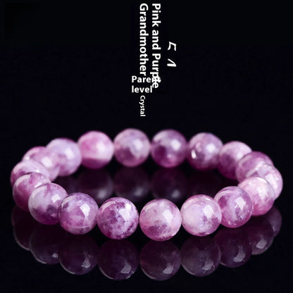 Purple Grandmother Crystal Bracelet with geometry-shaped polished beads in 5A grade purple colour, showing single circle design