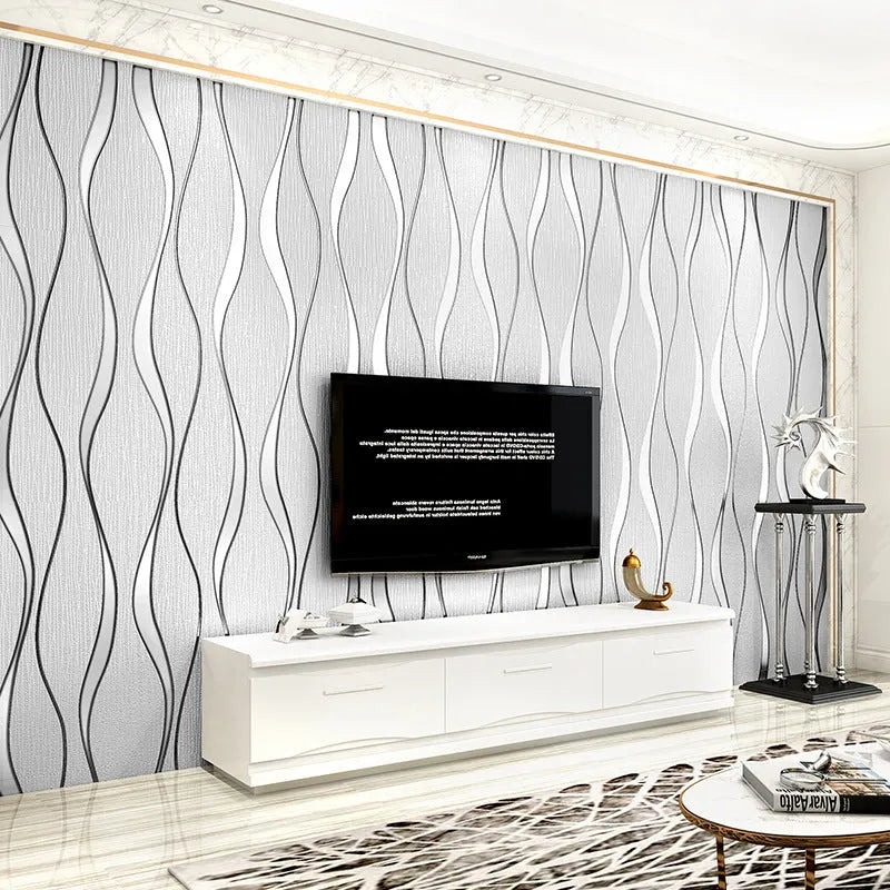 Curve stripe 3D background wallpaper with velvet texture showing light grey and dark brown colour options