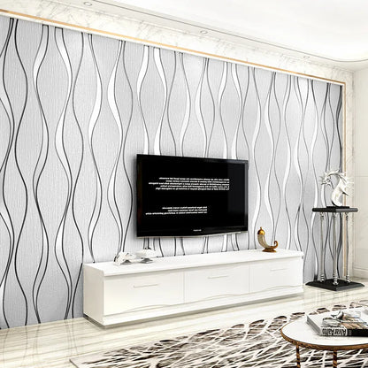Curve stripe 3D background wallpaper with velvet texture showing light grey and dark brown colour options