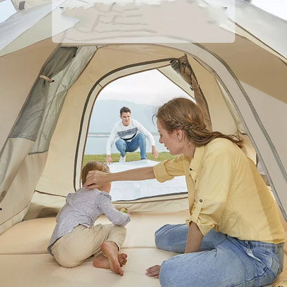 Automatic pop-open camping tent with sunscreen and rain protection