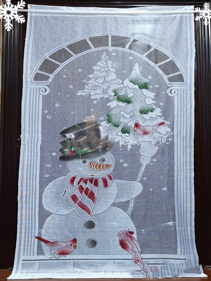Christmas themed blackout curtains with Santa, snowmen, deer, and presents designs