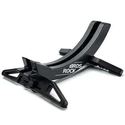 Black ABS plastic wall-mounted bicycle parking rack holder for road and mountain bikes.