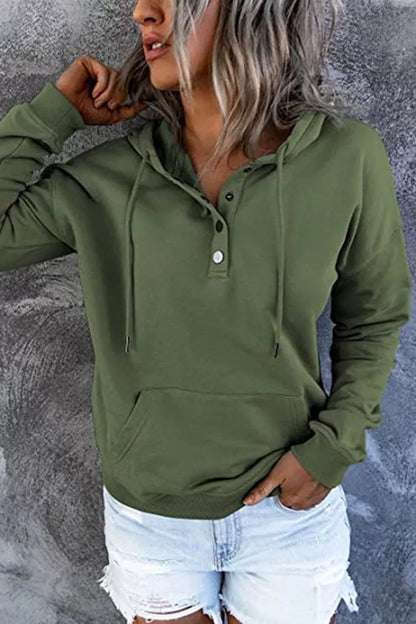 Women's long-sleeved hooded sweatshirt with pockets in various colors