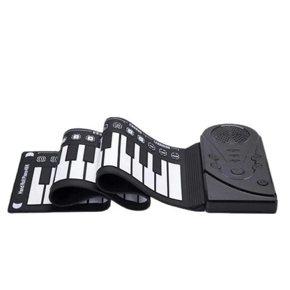 Portable 88-key digital piano with flexible, roll-up design for easy transportation and storage