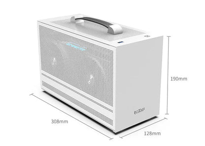 Three Hummingbird Portable ITX desktop computer chassis in titanium grey with tinned steel construction