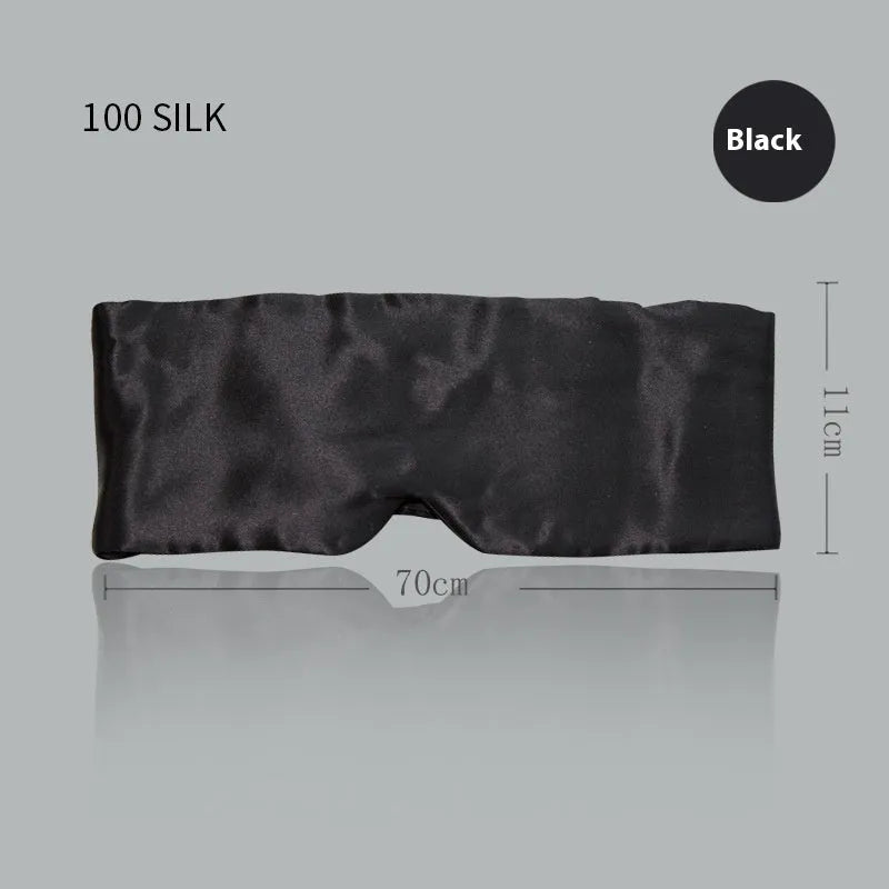 Mulberry silk sleep eye mask in champagne gold colour showing contoured design and adjustable strap