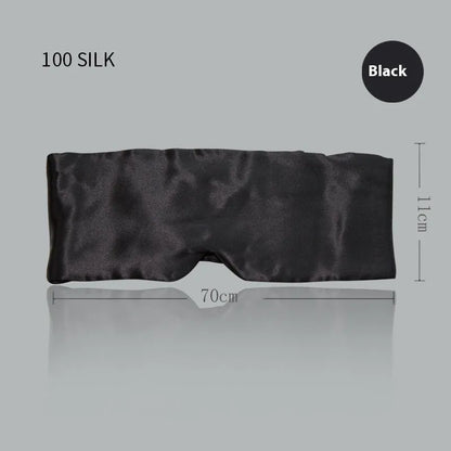 Mulberry silk sleep eye mask in champagne gold colour showing contoured design and adjustable strap