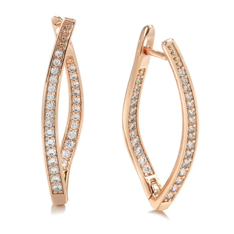 Geometric zircon drop earrings for women in copper with ins style design, colour H0493