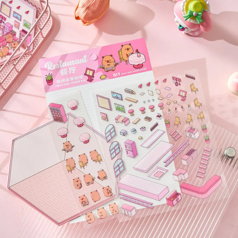 Capabala pre-cut landscaping hand account stickers in eight shop-themed colours on a white background.