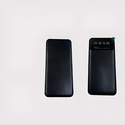 Black ultra-thin 10000 mAh power bank showing compact portable design