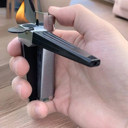 Foldable metal pipe lighter with stash compartment, eco-friendly and durable design