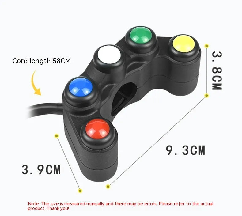 Five-position plastic rotary switch with coloured buttons for vehicle accessory control