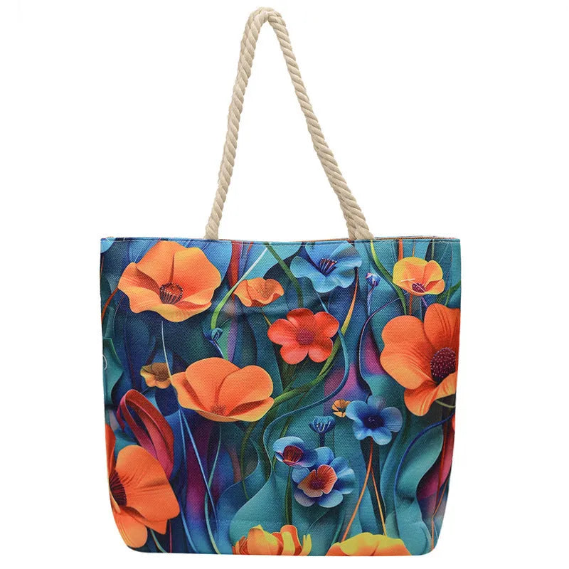 Cotton linen canvas shoulder bag with adjustable string straps and urban simplicity design