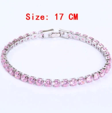 Cubic Zirconia Tennis Bracelet with AAA+ crystals on a copper box chain