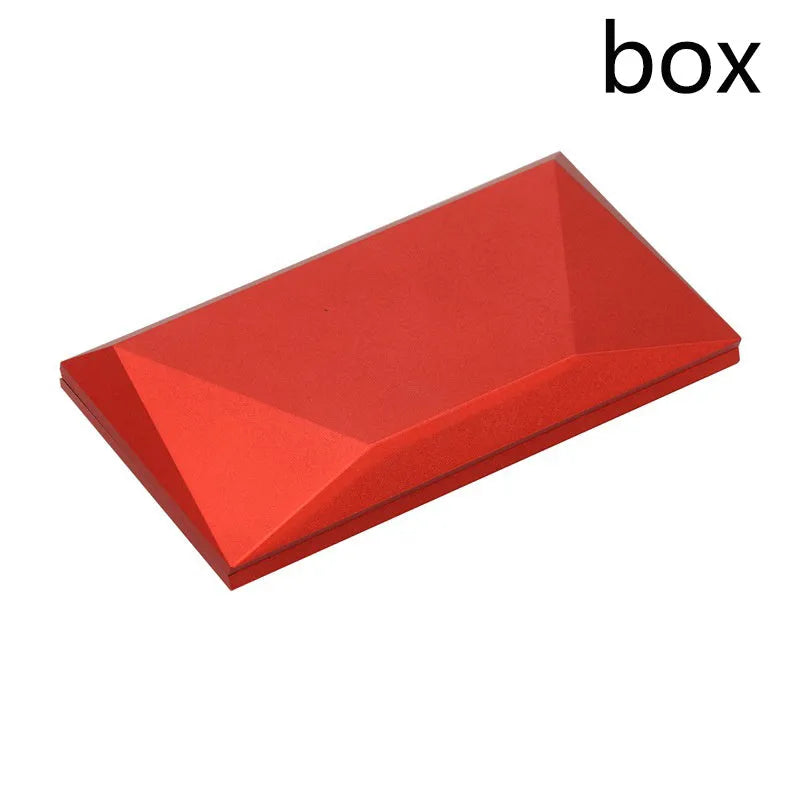 Red 3D heart-shaped plastic ring box with rose decoration on a rotating stand