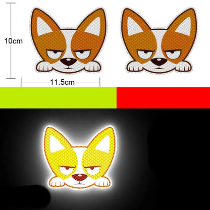 Reflective warning signs for automobiles and motorcycles with diamond film, 9cm by 5cm, in styles like Bucktooth melon seeds