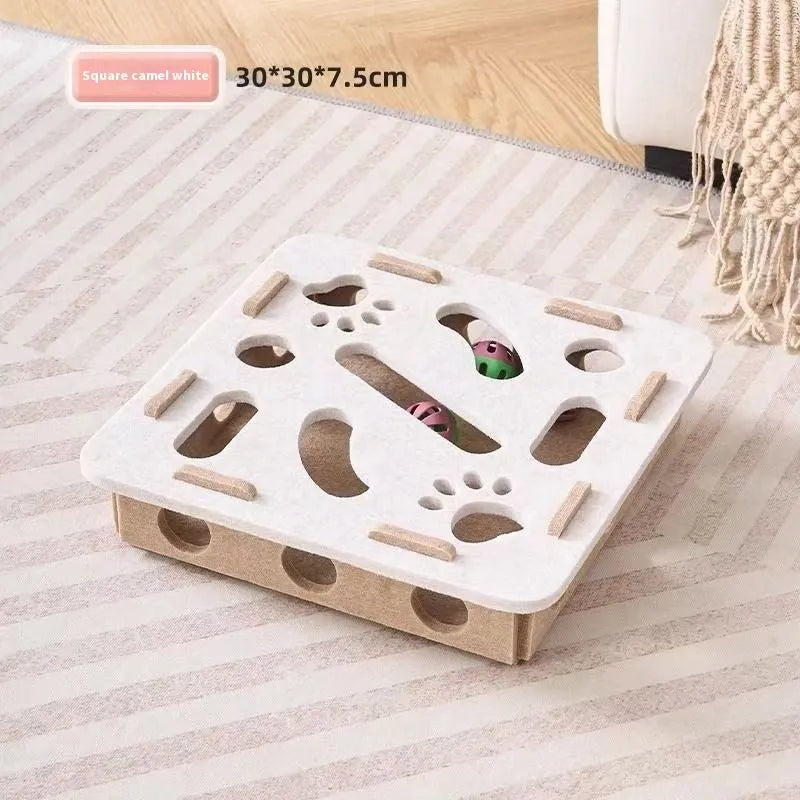 Felt cat toy box for scratching measuring 30cm square with 7.5cm height