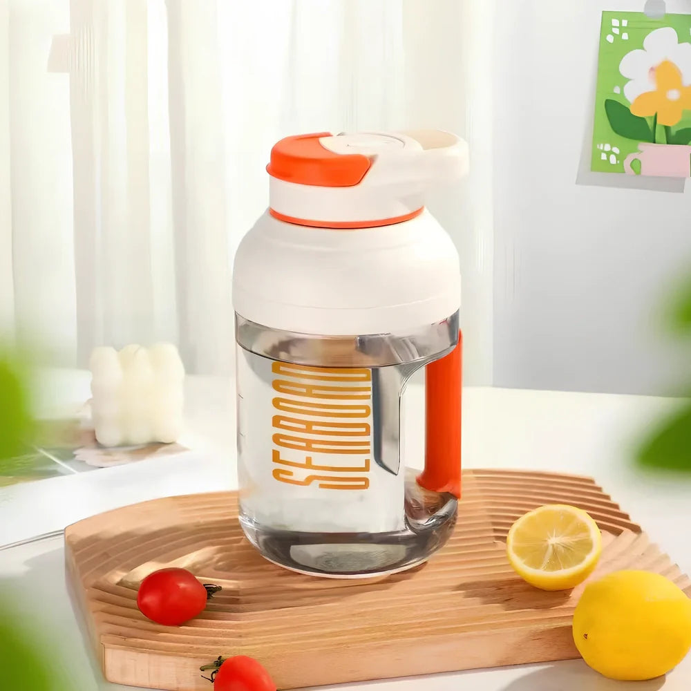 1.5 litre portable blender juicer with wireless charging in green, grey, orange, or pink colours