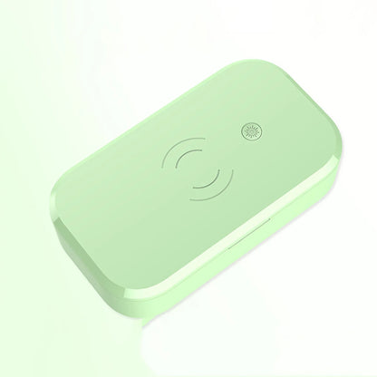 Ultraviolet disinfection box in white colour, sanitising nail art tools and mobile phone with wireless charging, 380g weight