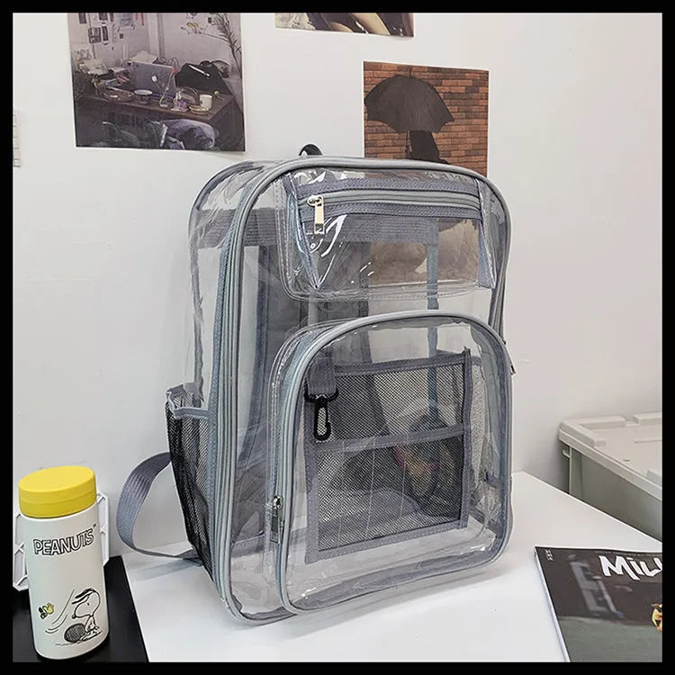 Transparent PVC waterproof backpack with voile inner bag in choice of colours.