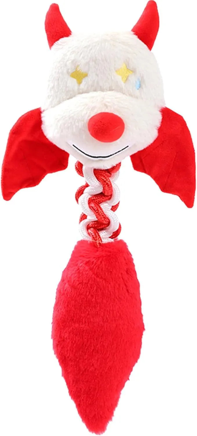 Plush dog toy with squeaker and rattle, 44cm length, in black, green, or red for large breeds