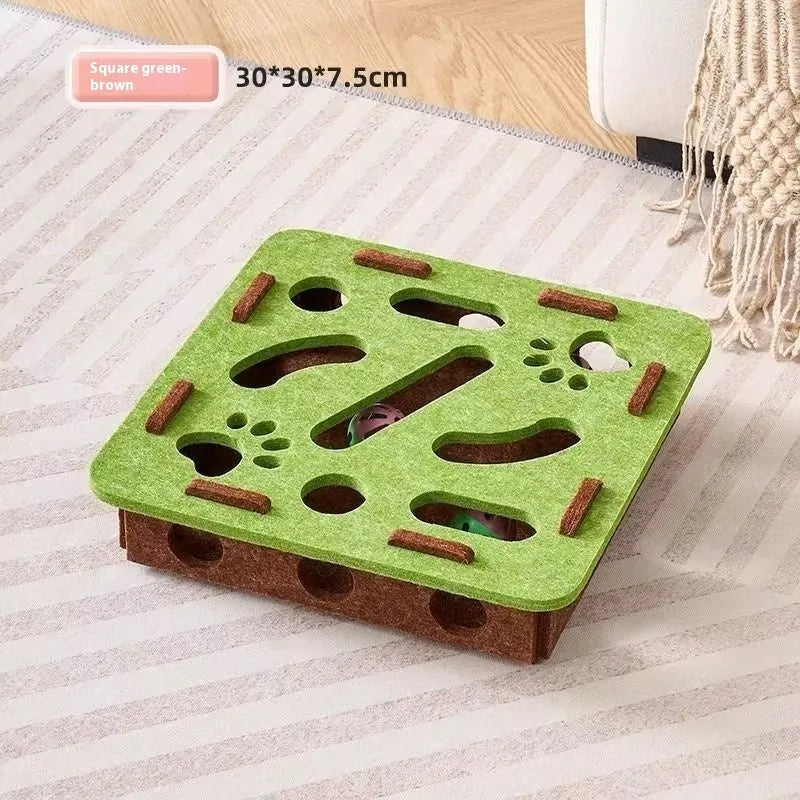Felt cat toy box for scratching measuring 30cm square with 7.5cm height
