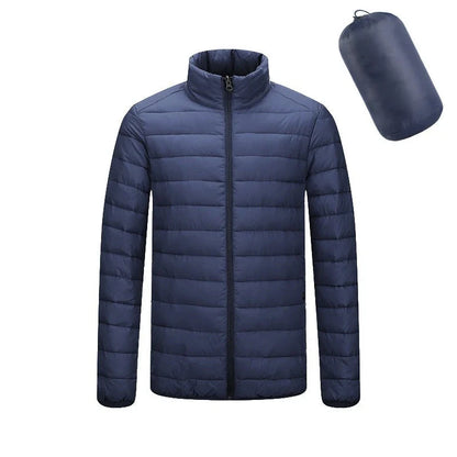 Men's lightweight hooded jacket in various solid colors with zipper closure and stylish design