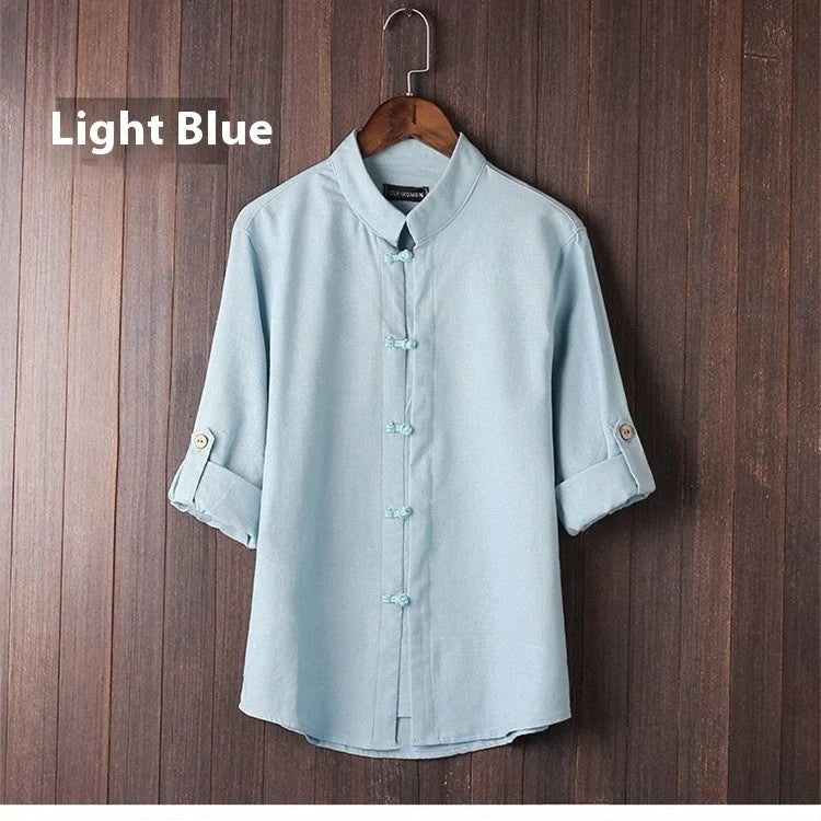 Men's vintage linen shirt in various colors and sizes for a stylish, comfortable look
