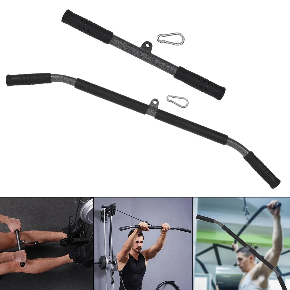 Steel fitness handles with PU grips and EVA padding for cable machine exercises