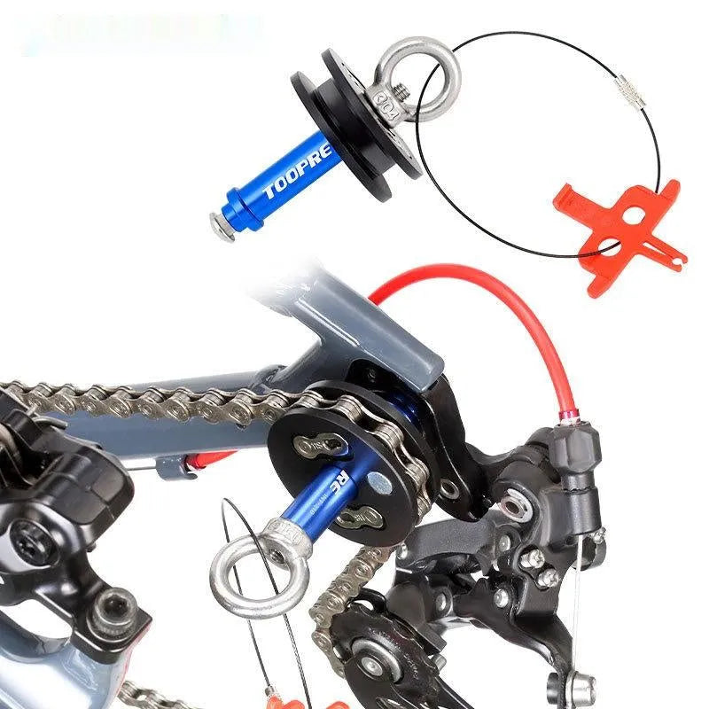Aluminium alloy bicycle chain holder and tensiometer tool with three format options