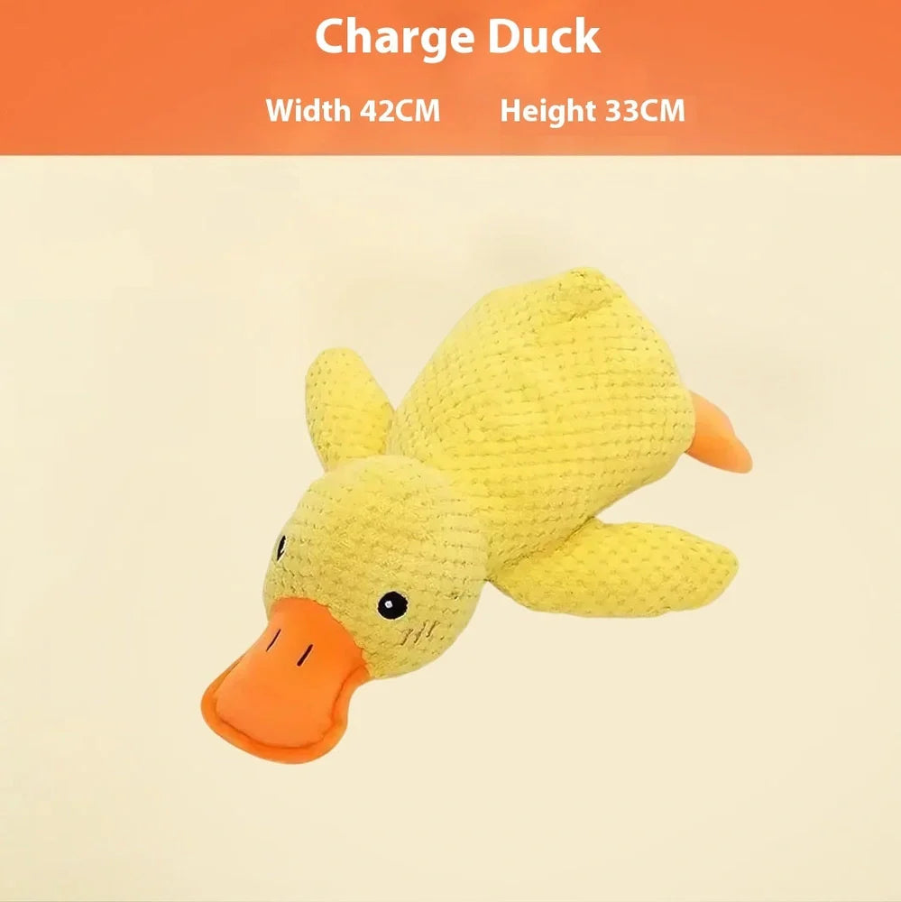 Bite-resistant puppy plush toy with relieving molar design in multiple animal styles including donkey and duck variations