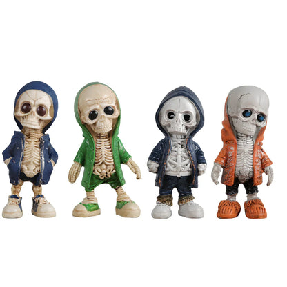 15cm tall resin skull ornament in navy blue colour with detailed moulding