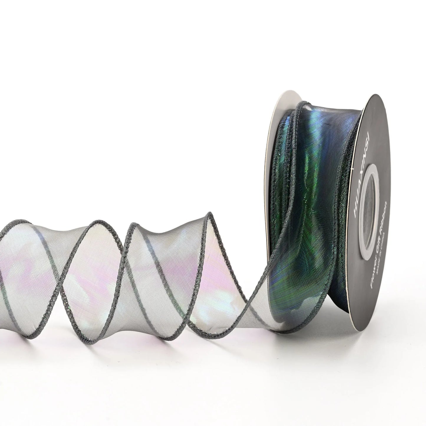 Fishtail yarn ribbon roll showing 4cm width and edge cutting detail in illusion colour options