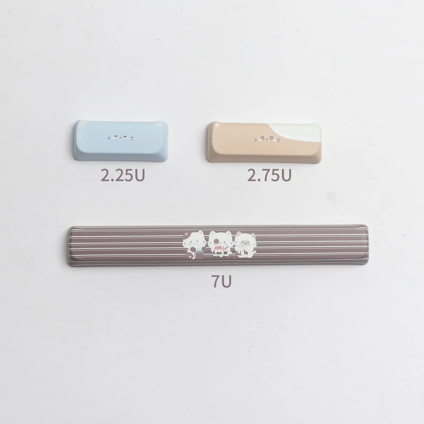 Sea Salt Cat PBT keycap set with sublimation printing showing 26 keys including 7u spacebar supplement