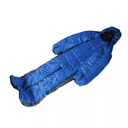 Human Walking Camping Outdoor Sleeping Bag in camouflage and blue-grey colors