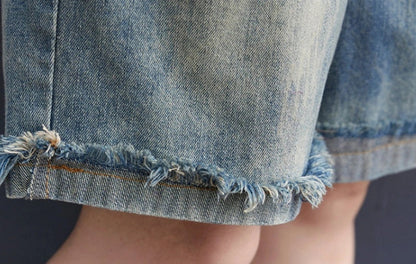 Women's blue denim jean suspenders with adjustable straps, Korean design