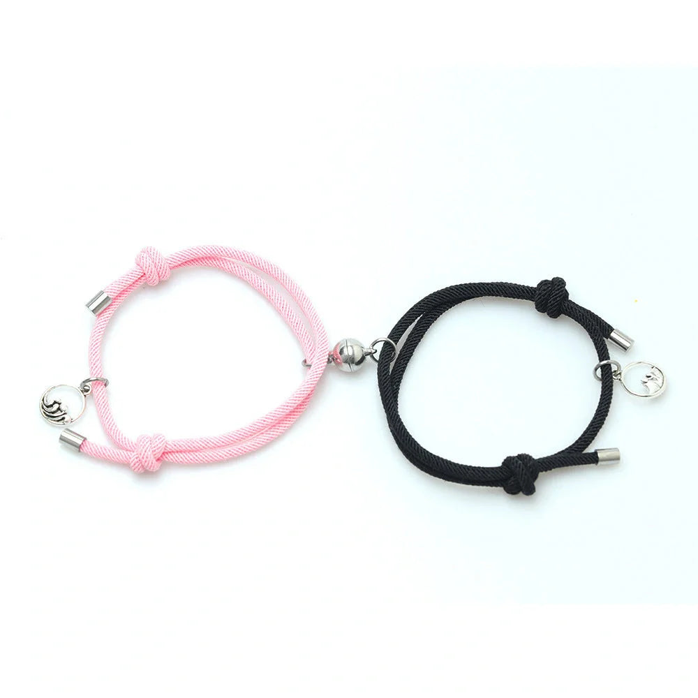 Alloy Eachother Couple Bracelet with magnetic buckle and adjustable design