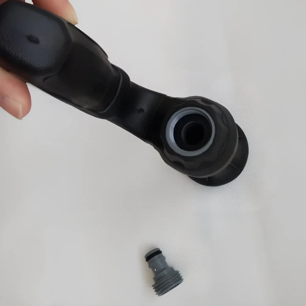 Black Mighty Power Hose Blaster Nozzle with five spray settings and ergonomic handle for garden and car washing