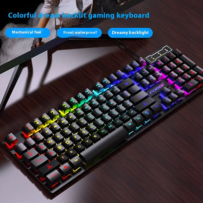 Black portable 104-key gaming keyboard with backlight showing compact design and 1.5m cable