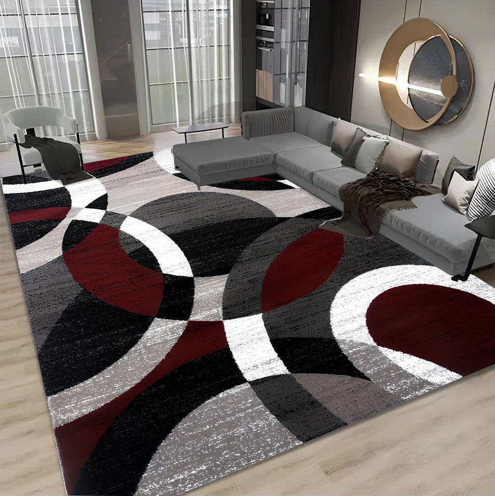 Nordic pattern washable floor rug with plastic dot non-slip backing in four size options