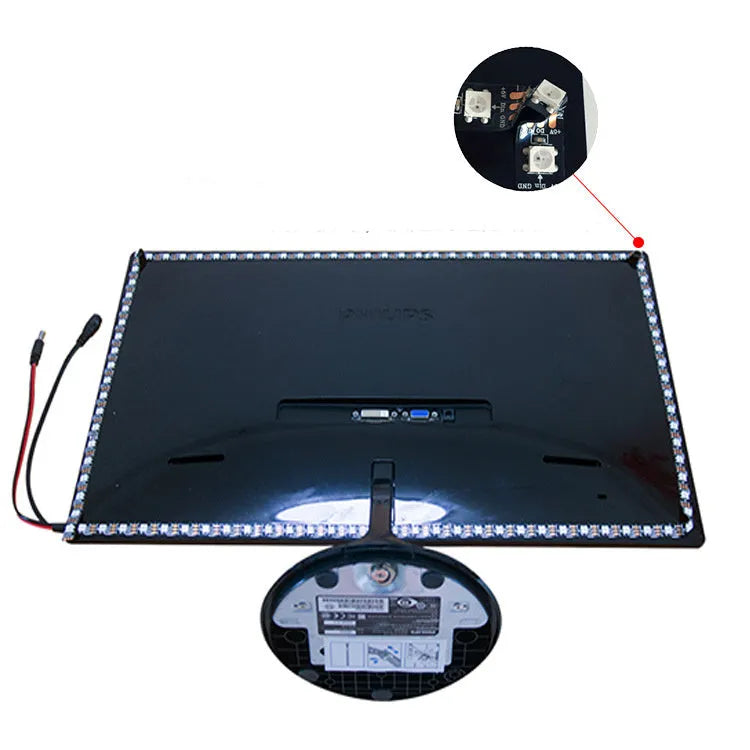 Monitor Computer LCD Screen Colour Sync Light Belt LED Strip 60 LEDs per Metre 28 Degree Beam Angle 5V Dimming TV Background Lighting 1-6 Metre Sets UK EU US AU Plugs