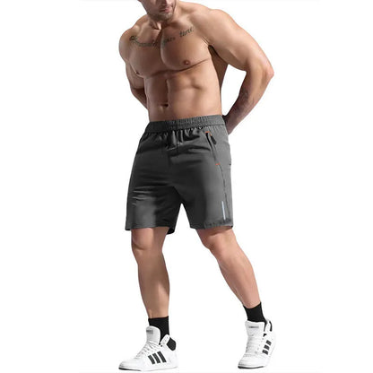 Men's bamboo blend sports shorts in army green with an elastic drawstring waist.
