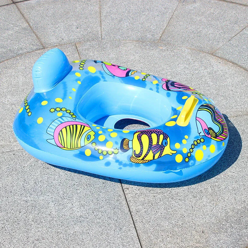 Cartoon-designed inflatable baby swimming ring for safe water play