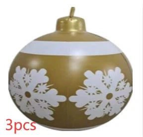 Vibrant, inflatable 60cm Christmas ball decorations in various patterns and colors for indoor and outdoor holiday display