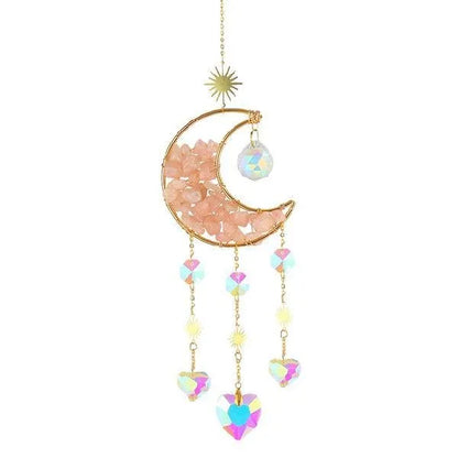 420mm crystal pendant car accessory with 100mm K9 crystal moon in five colour options