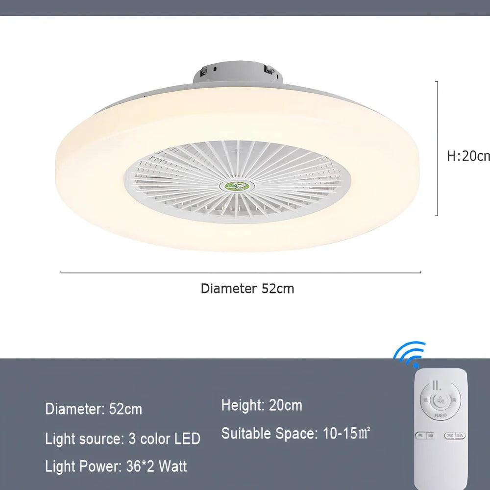 58cm ceiling fan with LED light and metal blades, remote control operation