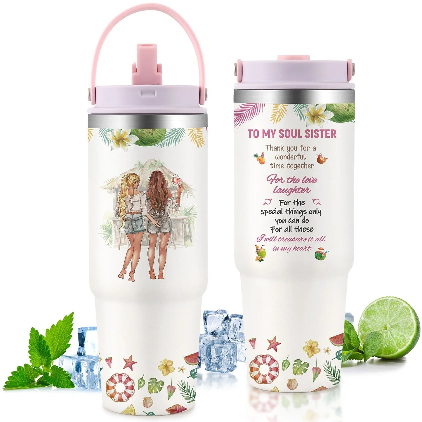 Premium 30oz stainless steel insulated cup in various colors, keeping drinks hot or cold for hours.