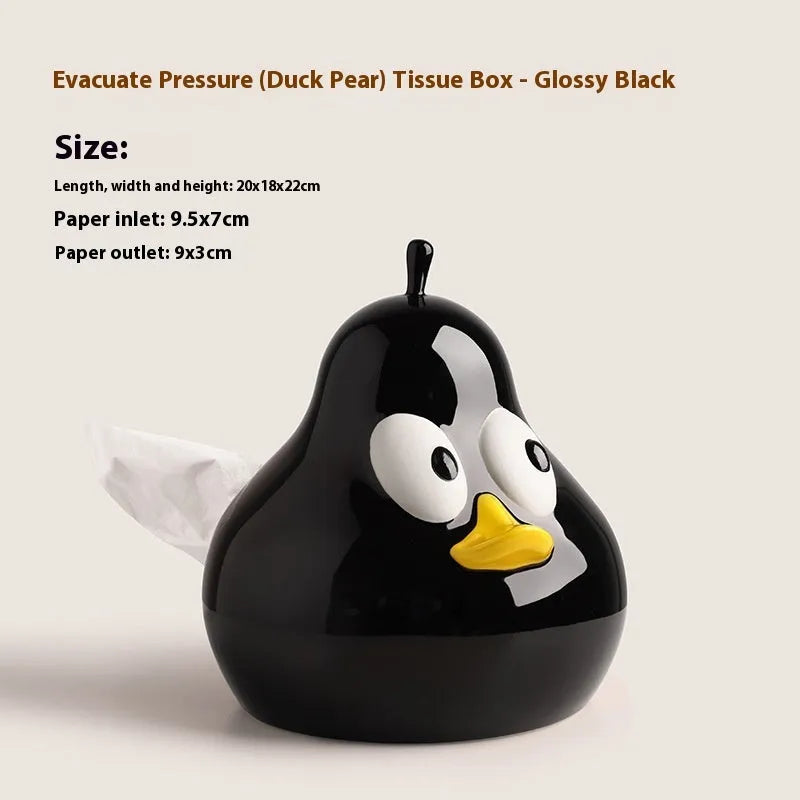 Cute ceramic pear tissue box in white porcelain with green or black colour options