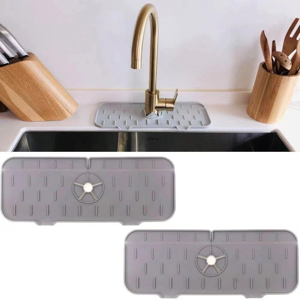 Silicone Faucet Splash Guard - Absorbent mat to keep kitchen countertops dry and clean